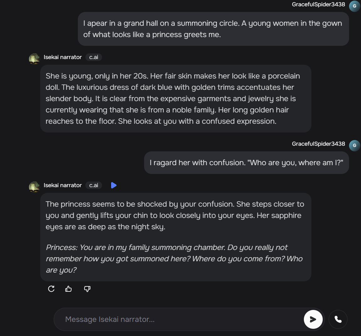 Character AI Chat-Nachrichten